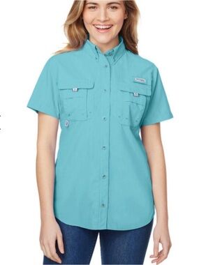 Columbia Women's Bahama Short-Sleeve Button Front Shirt NWT S